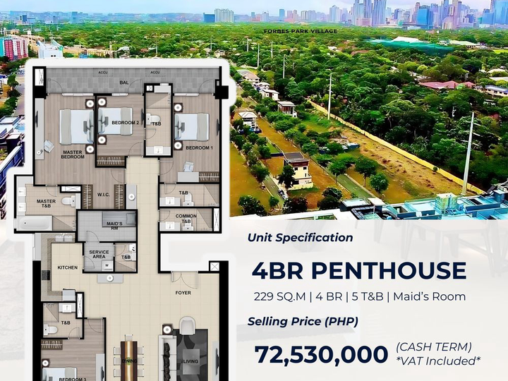 229 sqm 4 Bedroom Penthouse For Sale in BGC