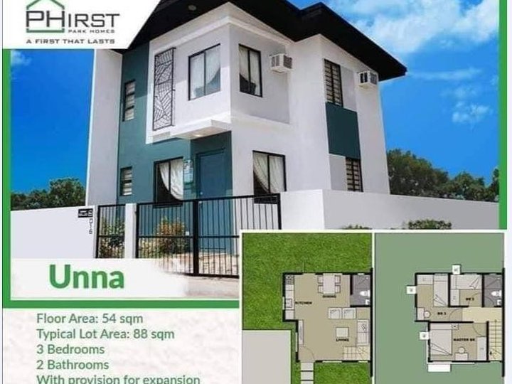 PHIRST PARK HOMES UNNA REGULAR WITH 3 BEDROOM  IN CALAMBA LAGUNA