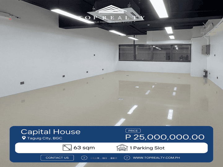 63 sqm Office Space for Sale in BGC, Taguig City