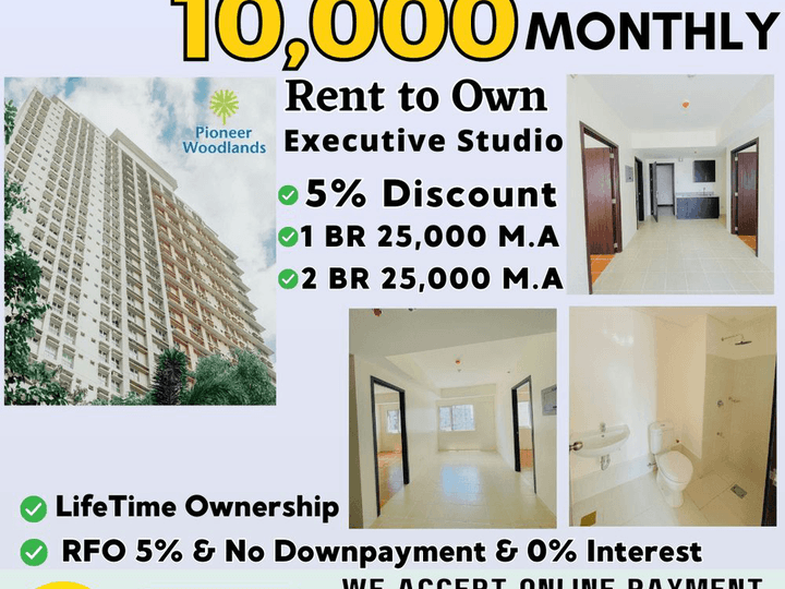 RFO 50.00 sqm 2-bedroom Pioneer Woodlands in Mandaluyong Metro Manila