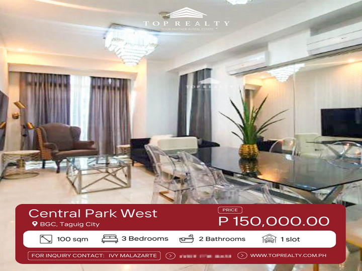 Central Park West | 3 Bedroom 3BR Condo Unit for Sale in BGC, Taguig