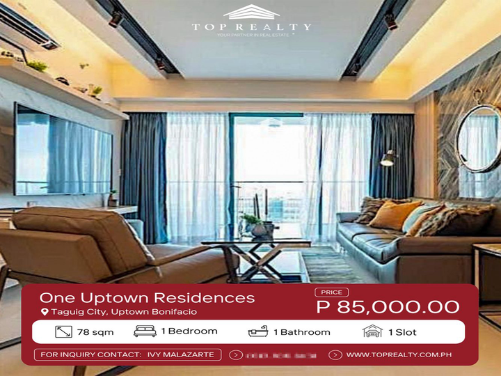 For Rent: 1BR 1 Bedroom Condo in One Uptown Residences, Taguig City