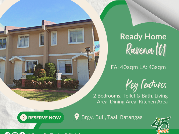 Ready Home RAVENA available in Camella Taal