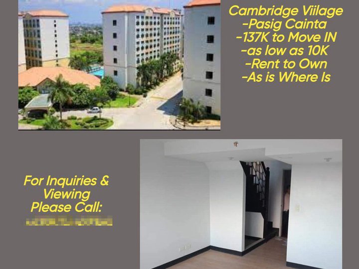 40.00 sqm 1-bedroom Condo For Sale in Cainta Rizal 137K to Move In