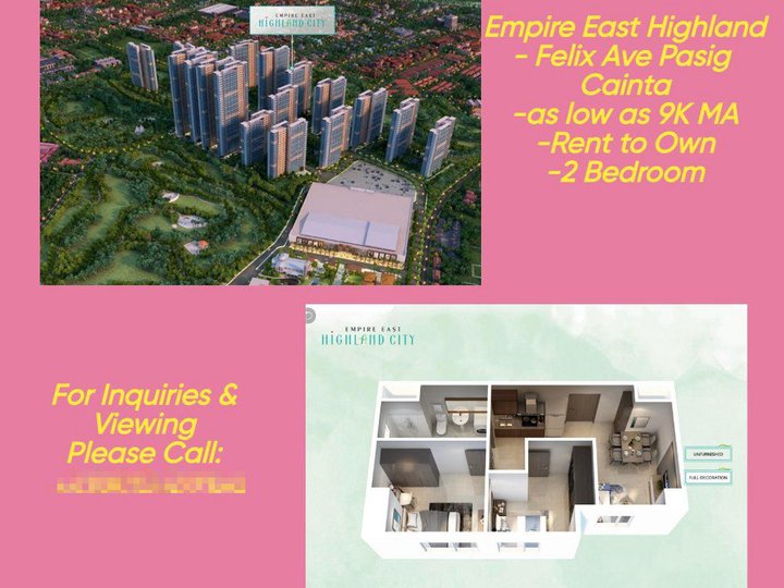 2 BR Condo in Pasig as low as 9K Monthly rent to Own nr Sta.Lucia Mall