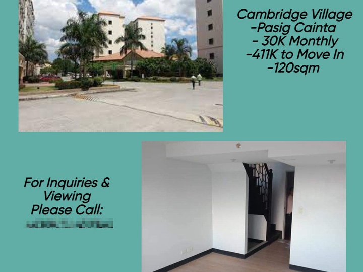 120.00 sqm 3-BR Condo For Sale in Cainta Rizal as low as 30K Monthly