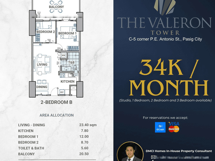 34K/MONTH! | Preselling Discounted 78.00 sqm 2-bedroom Condo For Sale in Pasig Metro Manila