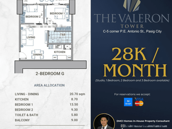 28K/MONTH Preselling 67.00 sqm 2-bedroom Condo For Sale in Pasig Metro Manila by DMCI Homes