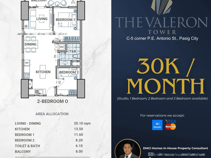 31K/MONTH Preselling Discounted 67.50 sqm 2-bedroom Condo For Sale in Pasig Metro Manila by DMCI