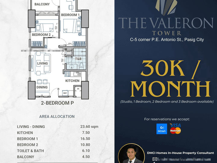 29K/Month Preselling Discounted 69.00 sqm 2-bedroom Condo For Sale in Pasig Metro Manila by DMCI