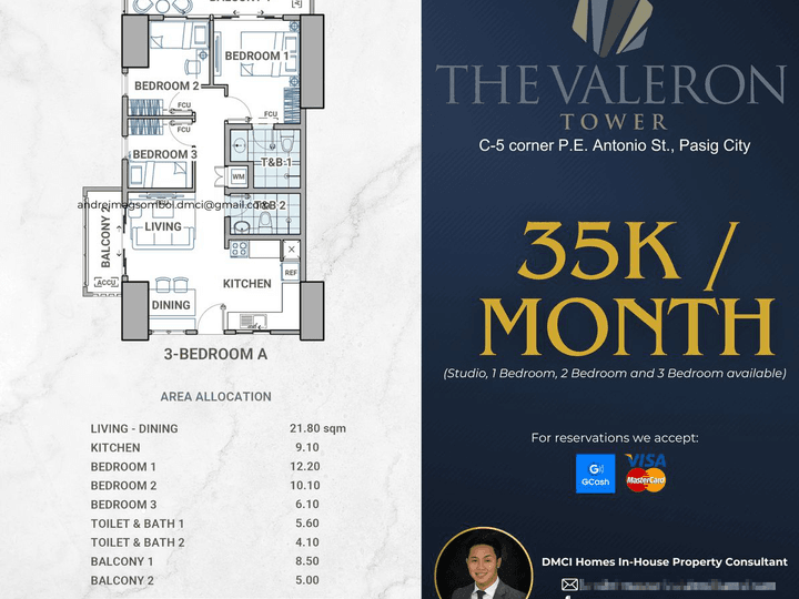 35K/Month Preselling Condo Discounted 82.50 sqm 3-bedroom Condo For Sale in Pasig Metro Manila