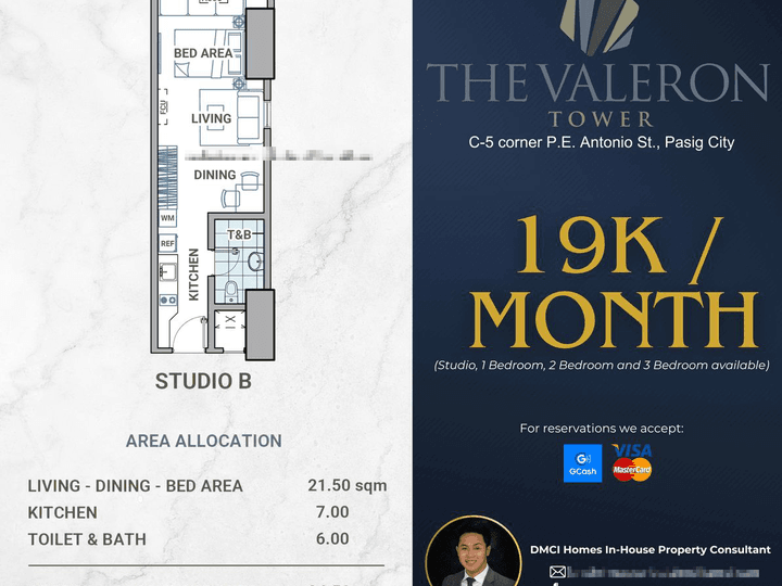 19K MONTLY! Preselling 34.50 sqm 1-bedroom Condo For Sale in Pasig City by DMCI Homes with PROMO