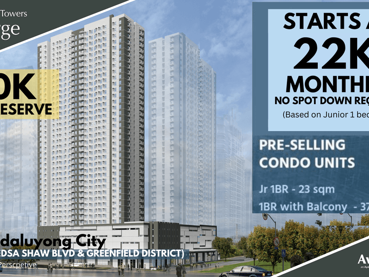 PRE-SELLING 1 BR CONDO FOR SALE IN MANDALUYONG NO SPOT DOWN REQUIRED