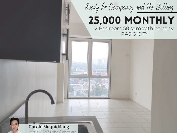 NEAR RFO 25K Monthly 2-BR 58 sqm w/ balcony in Ortigas CBD