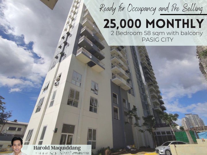 RFO Ready 25K Monthly 2-BR 58 sq.m with balcony in Ortigas near SM