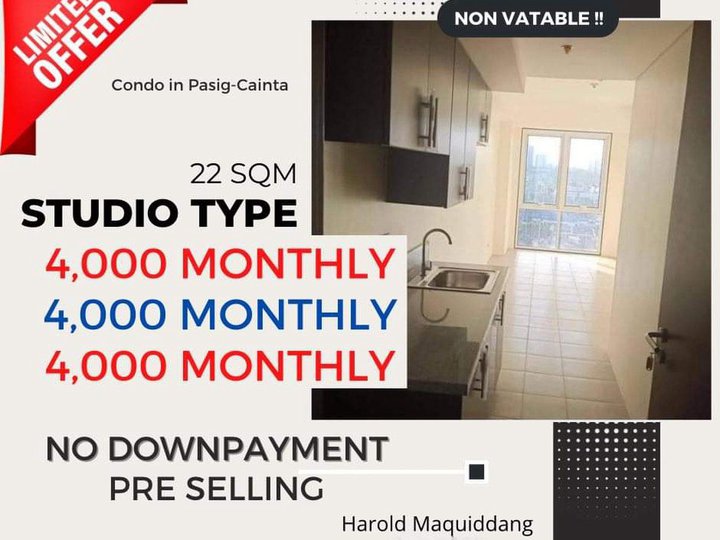 No Cashout Condo PHP 4,000 monthly only for Studio Type in Pasig