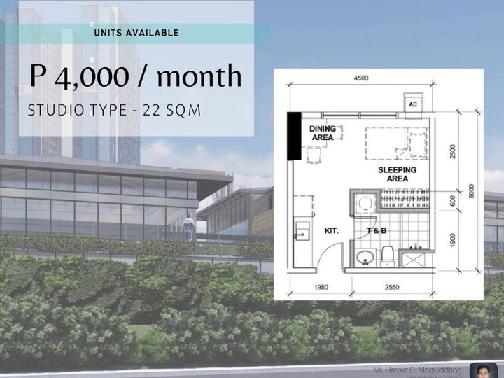 Condo for as low as 4,000 monthly in Pasig Studio Type 22 sqm