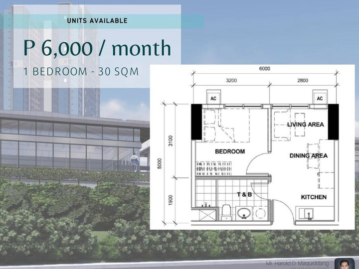 No Down Payment Condo 1-BR 30 sq.m Condo For Sale 6,000 monthly