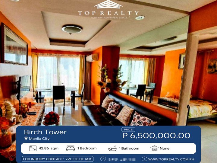 Condo for Sale in Manila, 1BR Fully-Furnished Unit in Birch Tower