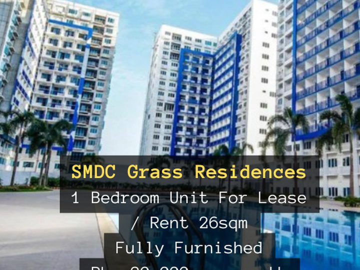 SMDC Grass Residences 1 Bedroom Unit Condominium For Lease Rent in Quezon City