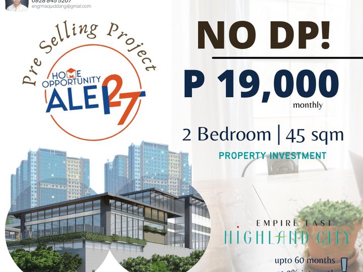 P19000 monthly 2-BR 46 sqm End with No Down Payment in Pasig City