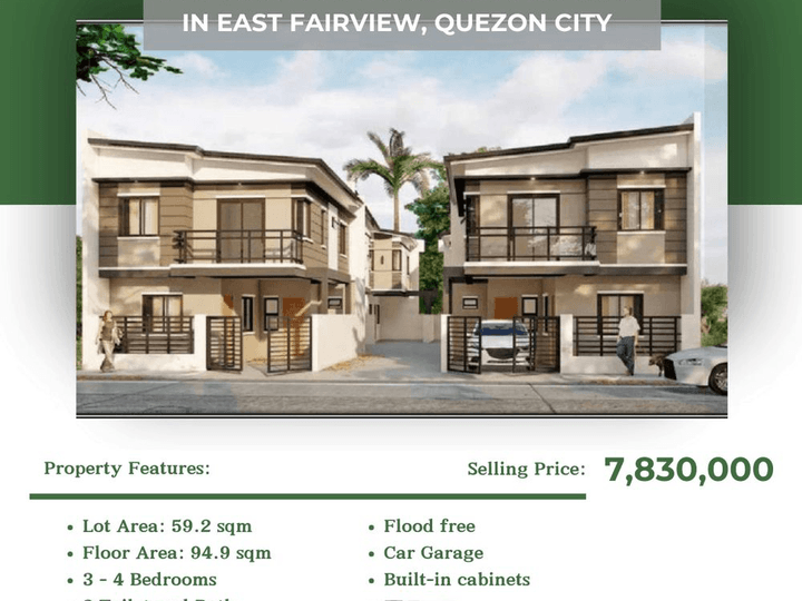 Pre- Selling SINGLE ATTACHED UNIT FOR SALE in the heart of East Fairview, Quezon City!