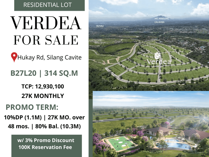 VERDEA - Pre-Selling 309 sqm Residential Lot for Sale in Silang Cavite