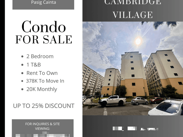 50.00 sqm 2-bedroom Residential Condo For Sale in Cainta Rizal Rent to Own