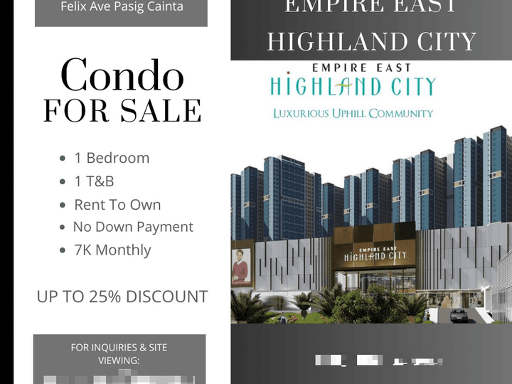 1-bedroom Condo For Sale in Ortigas/Antipolo/LRT as low as 7K monthly