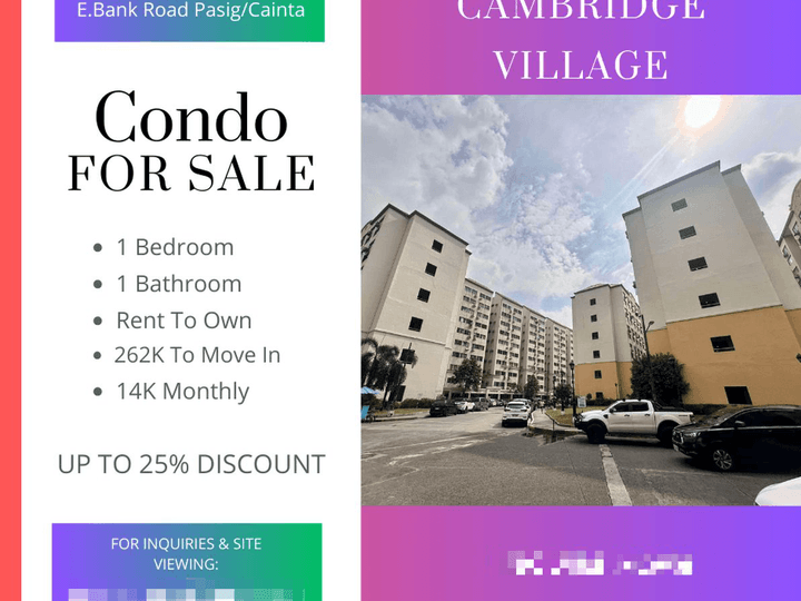 40.00 sqm 1-bedroom Residential Condo For Sale in Cainta Rizal As low as 14K Monthly