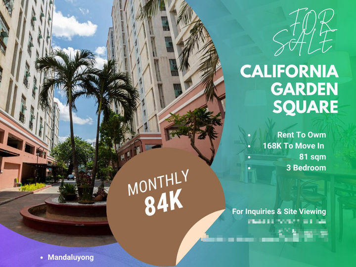 California Garden Square Rent to Own Condo 3 BR for Sale No Downpayment