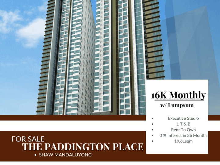 Studio Condo in Mandaluyong as low as 16K Monthly Rent To Own For Invenstment