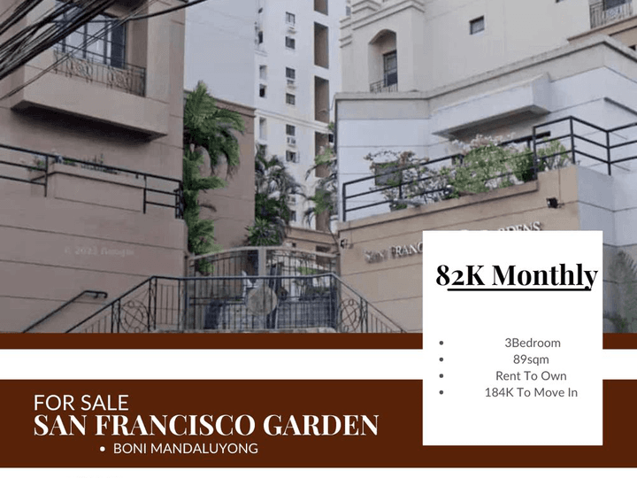 Condo in San Francisco Garden 3 BR Condo For Sale in Mandaluyong 164K to Move In