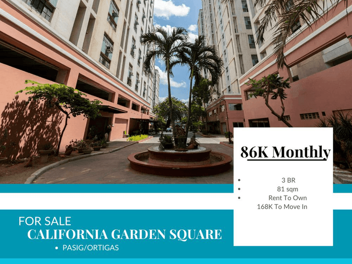 168K To Move in 3 BR Condo in Mandaluyong California Garden Square Rent To Own