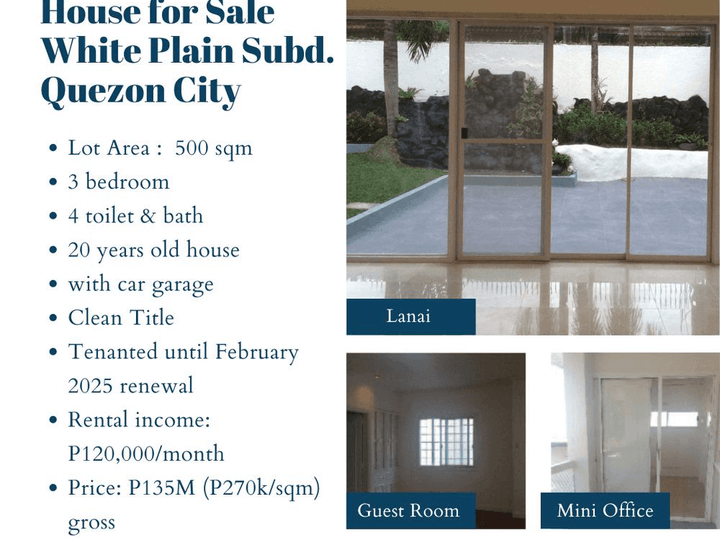 House for Sale  White Plain Subd.  Quezon City