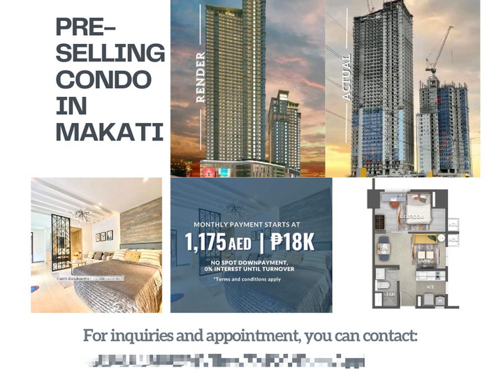 34.50 sqm 1-bedroom Condo For Sale in Makati Metro Manila