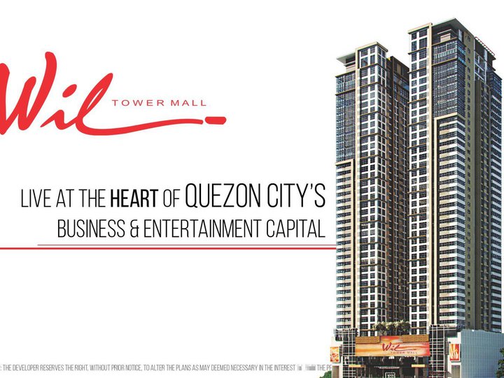 Wil Tower - Ready For Occupancy 25.58 sqm Studio Residential Condo For Sale in Quezon City