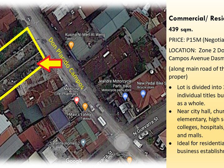 Commercial/Residential Lot Dasmarinas Cavite Town Proper main road
