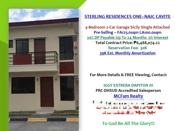 PRE-SELLING 4-BEDROOM 2-CAR GARAGE 2-STOREY SICILY SINGLE ATTACHED