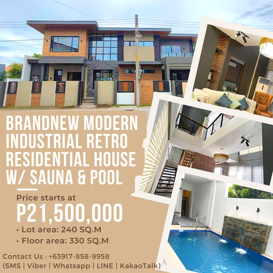 BRAND NEW MODERN INDUSTRIAL RETRO RESIDENTIAL HOUSE W/ SAUNA & POOL [House  and Lot ?️] (December 2022) in Angeles, Pampanga for sale